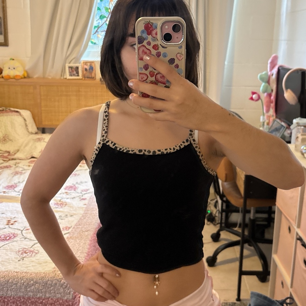 Brandy Melville Black Fitted Crop Tank Top